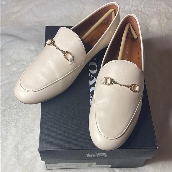 Coach Shoes - Coach Haley Chalk Leather Loafers with Gold Accent 10